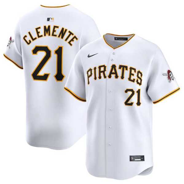 Mens Pittsburgh Pirates #21 Roberto Clemente White Home Limited Baseball Stitched Jersey Dzhi->pittsburgh pirates->MLB Jersey